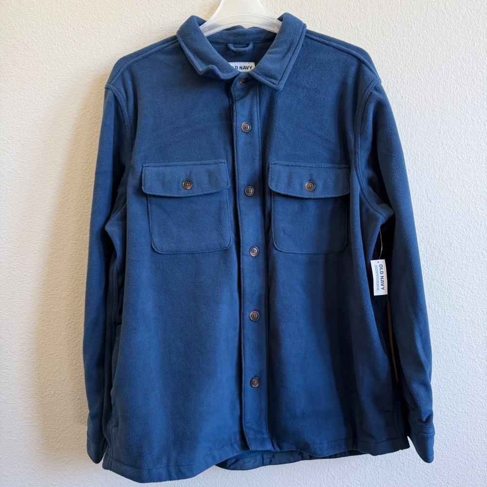 Old Navy Mens XXL Microfleece Shacket Shirt Jacket Before Dawn Blue 765107-03-1